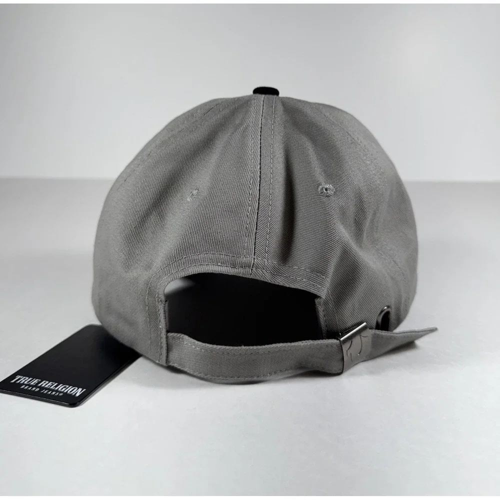 TRUE‎ RELIGION Embroidered Trucker Strapback Hat Cap Black Gray Men's *NEW* $59